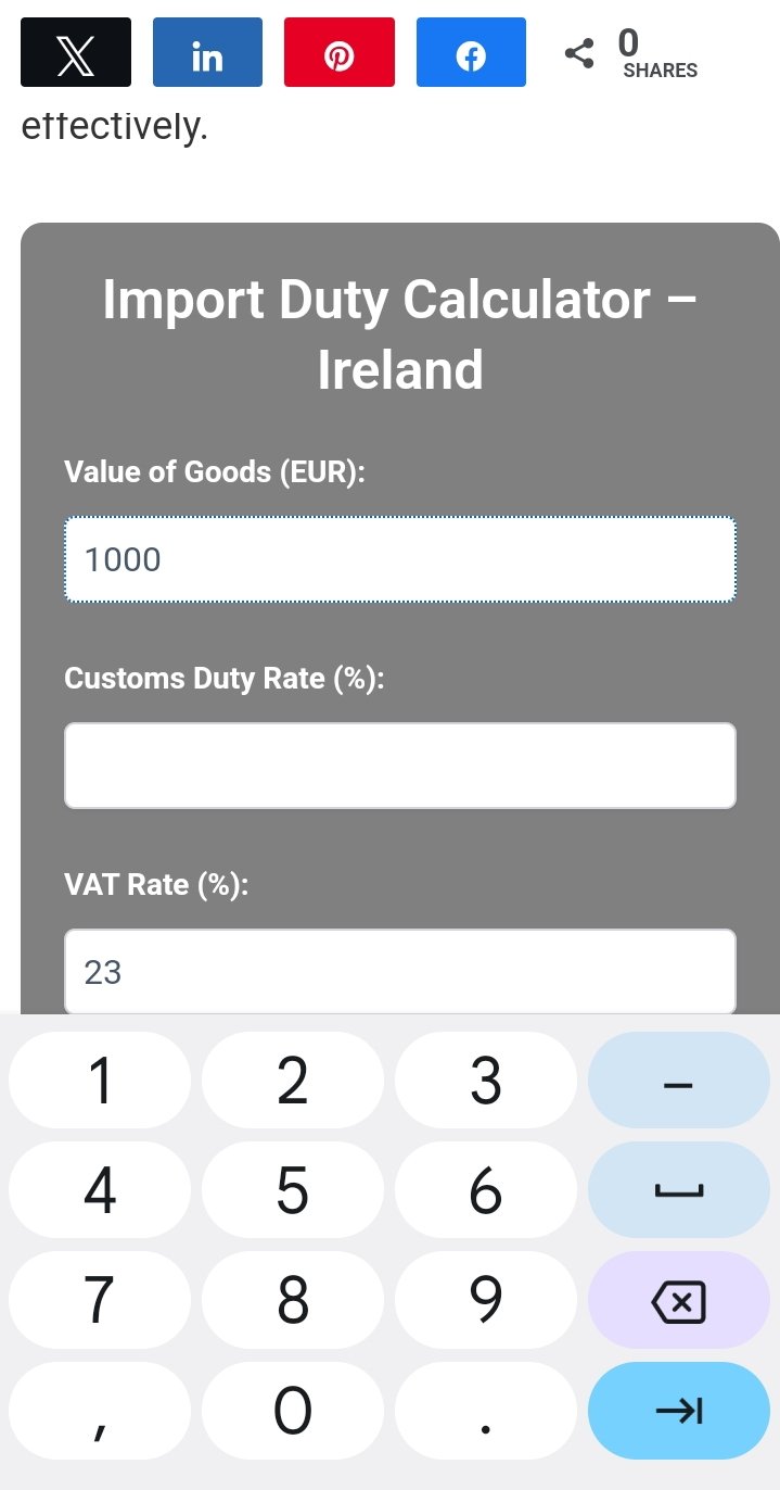 import duty calculator ireland